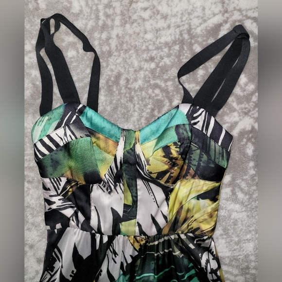 Bebe Multicolor Hi Low Flowy Sleeveless Summer Dress, Size XS - Picture 7 of 11